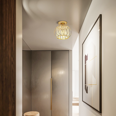 Moderne Deckenleuchte Schwarz/Gold Metall Laterne Flur