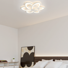 Modern Deckenleuchte LED Blumen Milchig Weiß Metall Wohnzimmer