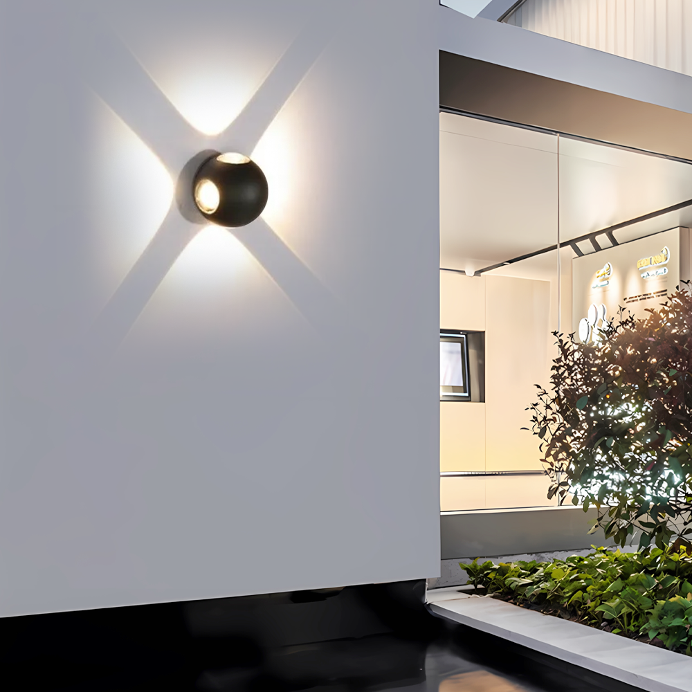 Modern Außenwandleuchte LED Kugel Metall Schwarz Garten/Terrasse 