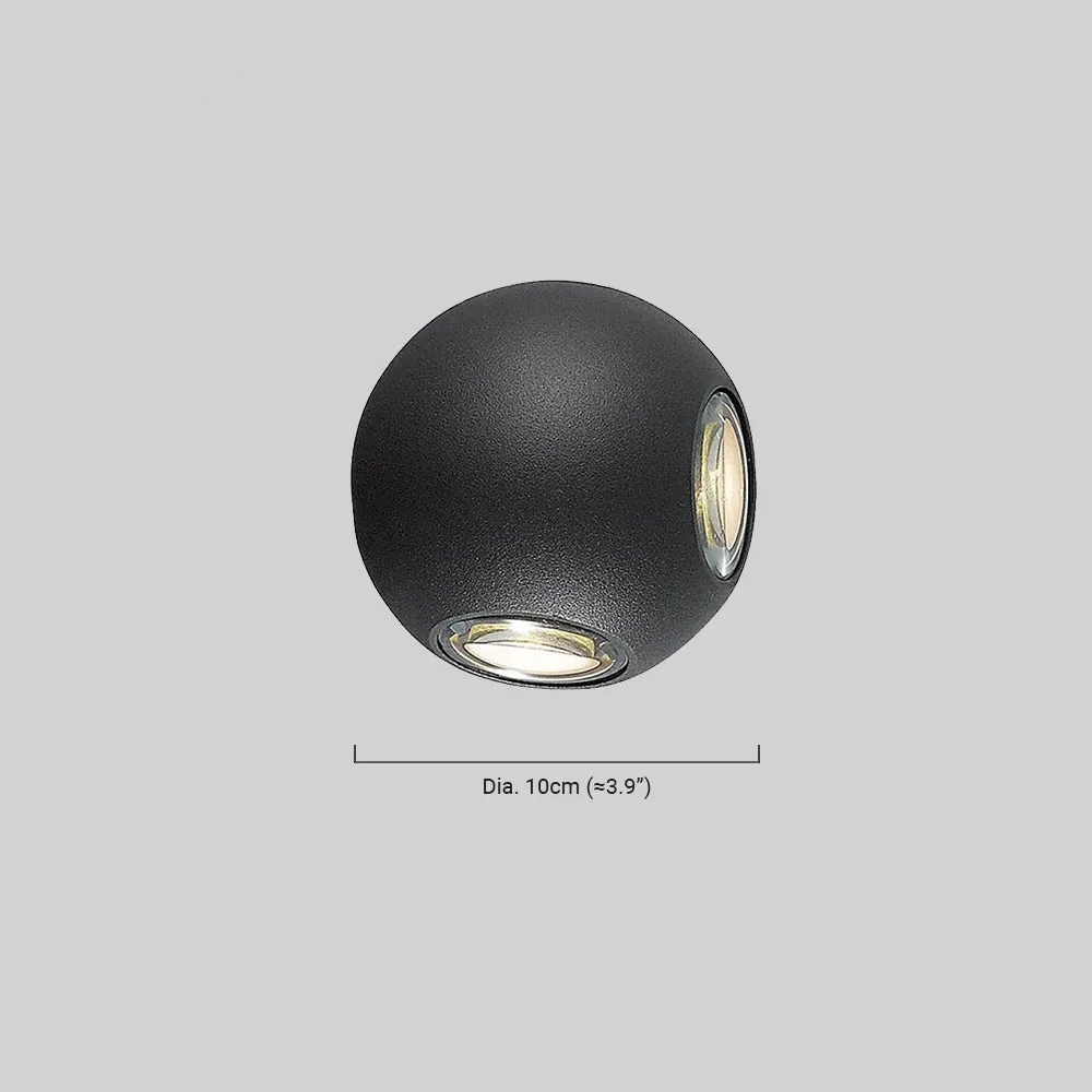 Modern Außenwandleuchte LED Kugel Metall Schwarz Garten/Terrasse 
