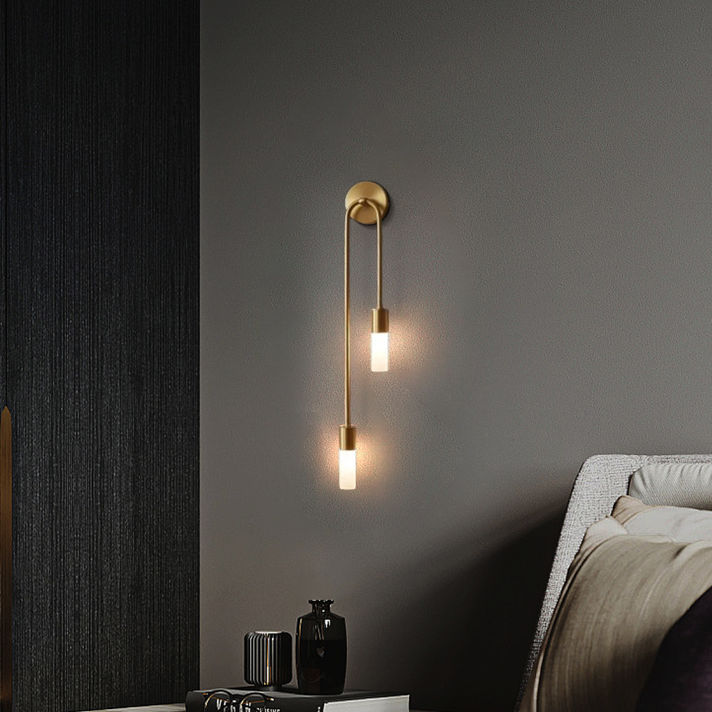 Moderne Wandleuchte LED 2 Flammig Gold Metall Schlaf/Wohnzimmer