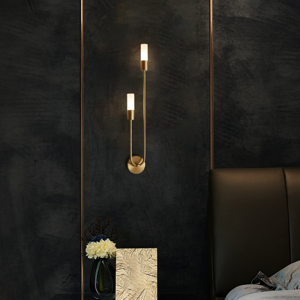 Moderne Wandleuchte LED 2 Flammig Gold Metall Schlaf/Wohnzimmer