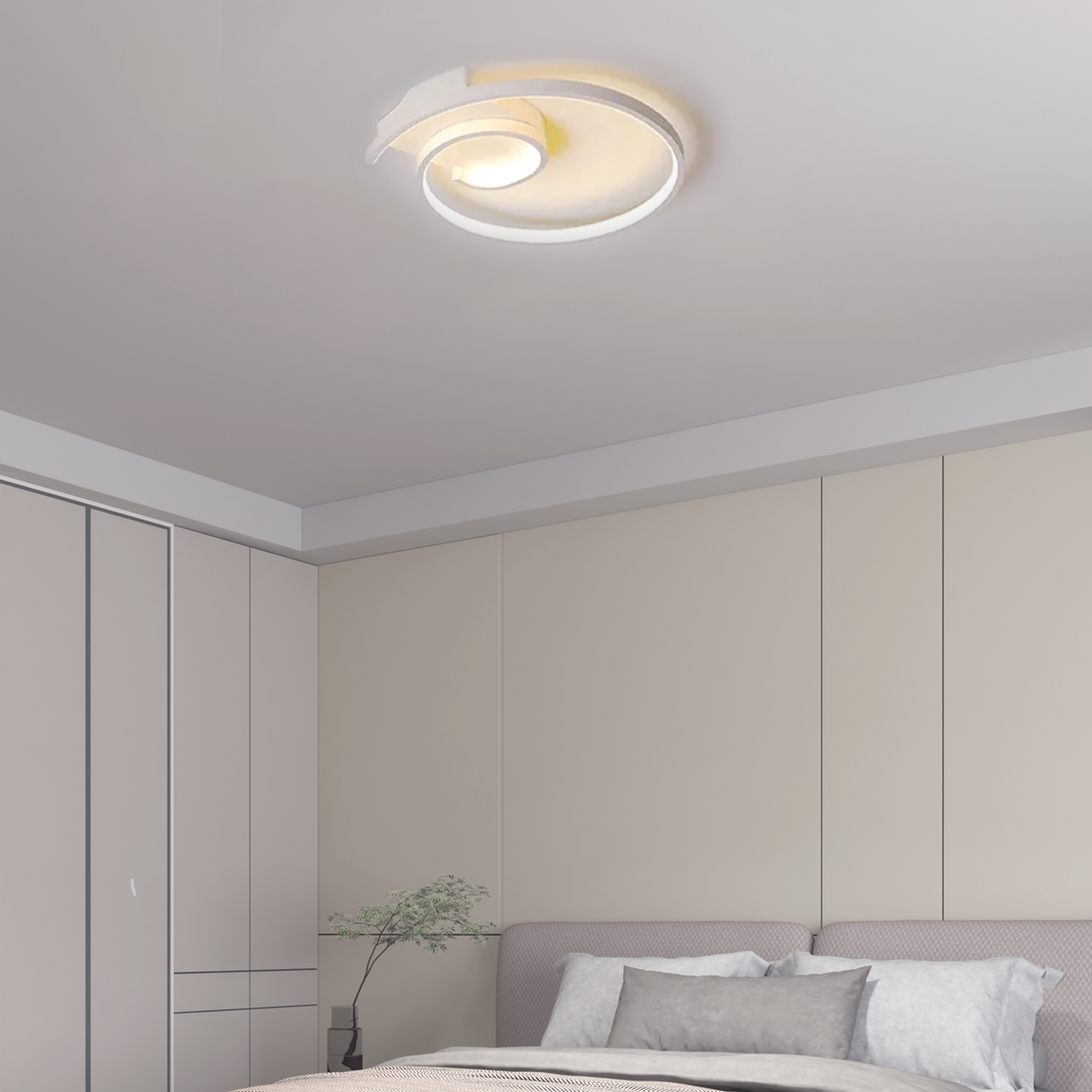 Modern Deckenleuchte LED Ring Metall Schwarz/Weiß Schlaf/Wohnzimmer