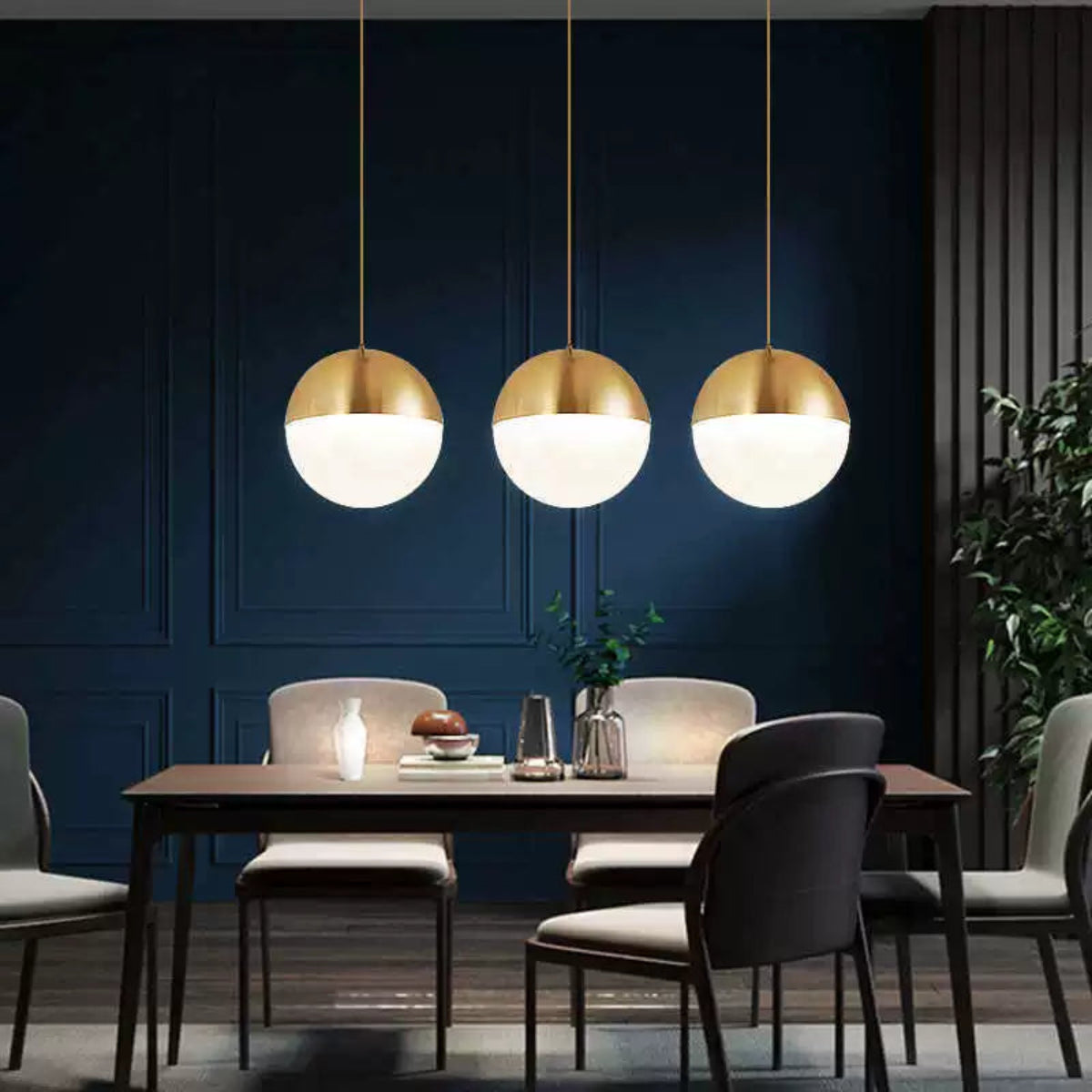 Designer Pendelleuchte Metall/Glas Schwarz/Gold Esszimmer