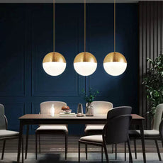 Designer Pendelleuchte Metall/Glas Schwarz/Gold Esszimmer