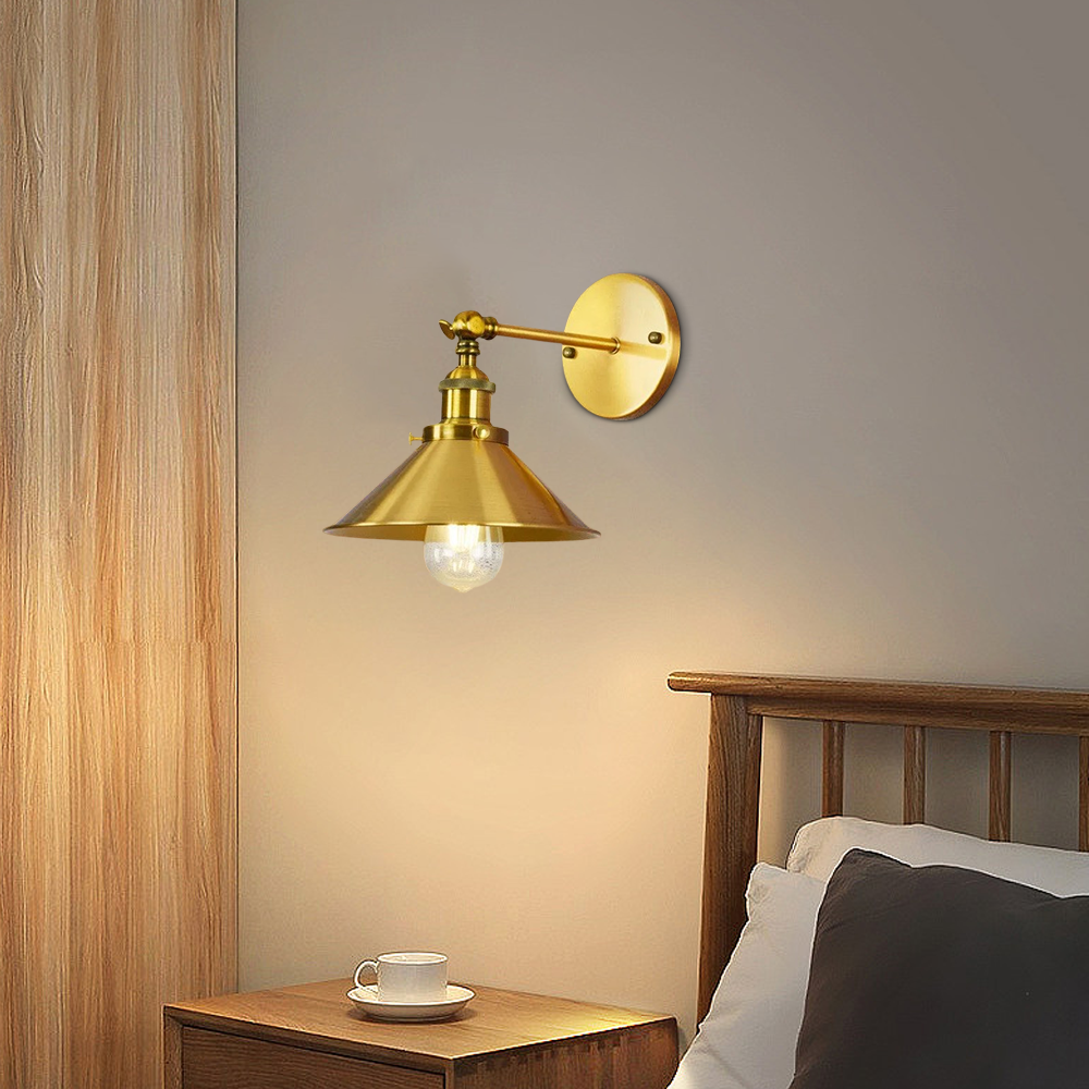 Industriell Wandlampe Metall Gold Schlafzimmer