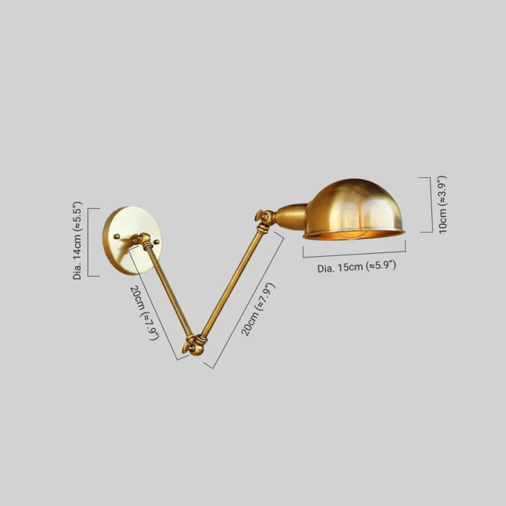 Maßzeichnung der retro Wandlampe LED Metall 