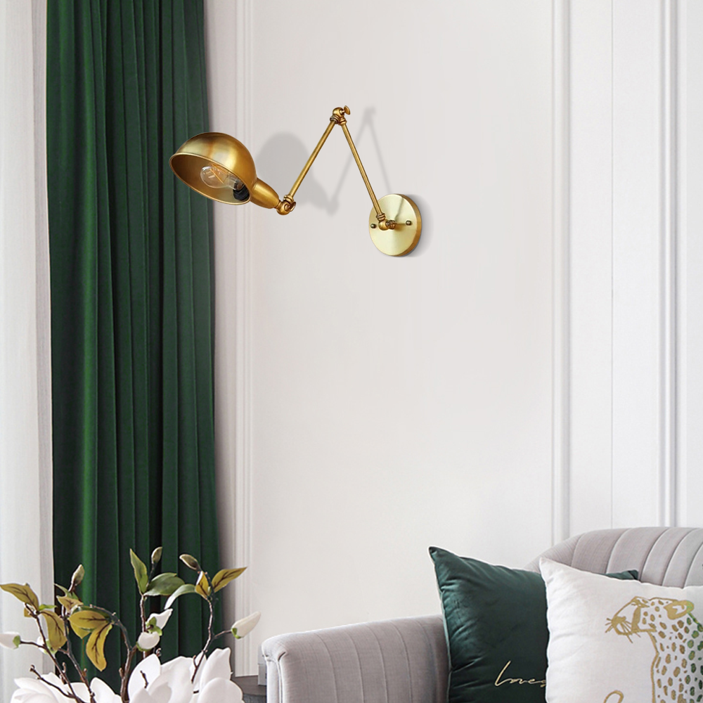 Retro Wandlampe LED Metall Schale Gold im Wohnzimmer