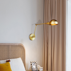 Retro Wandlampe LED Metall Schale Gold im Schlafzimmer