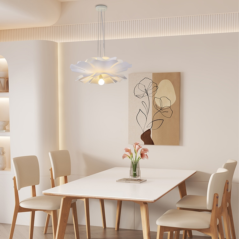 Moderne Pendelleuchte Blumen Weiß Esszimmer- D50cm