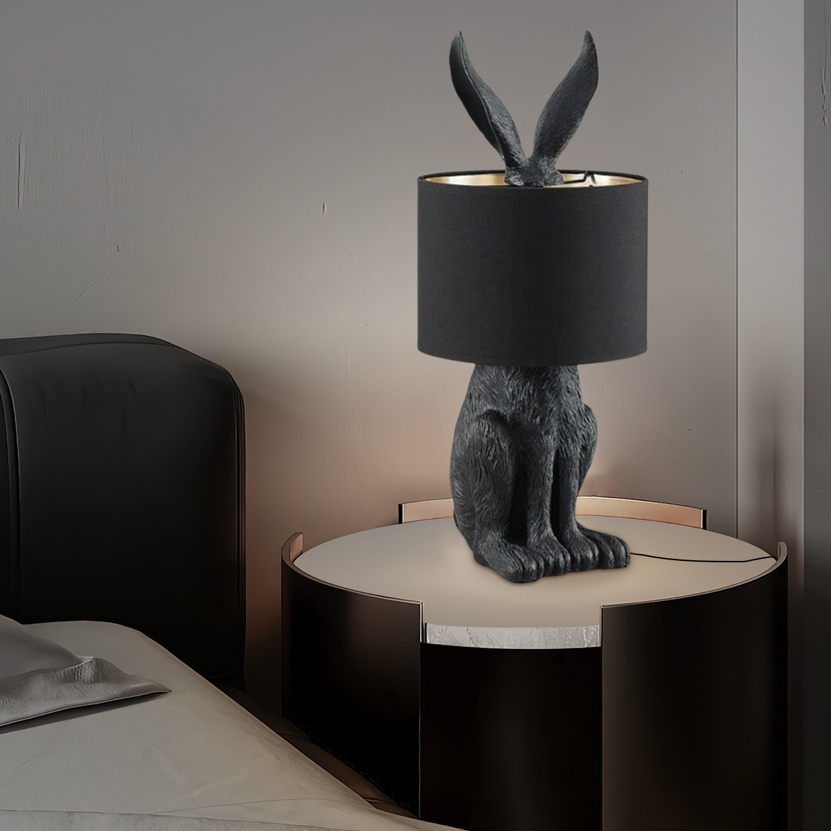 Art Deco Tischlampe LED Kaninchen Weiß Resin Schlafzimmer