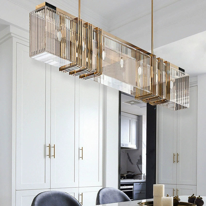 Geometrisch Pendelleuchte Acryl Gold Wohnzimmer