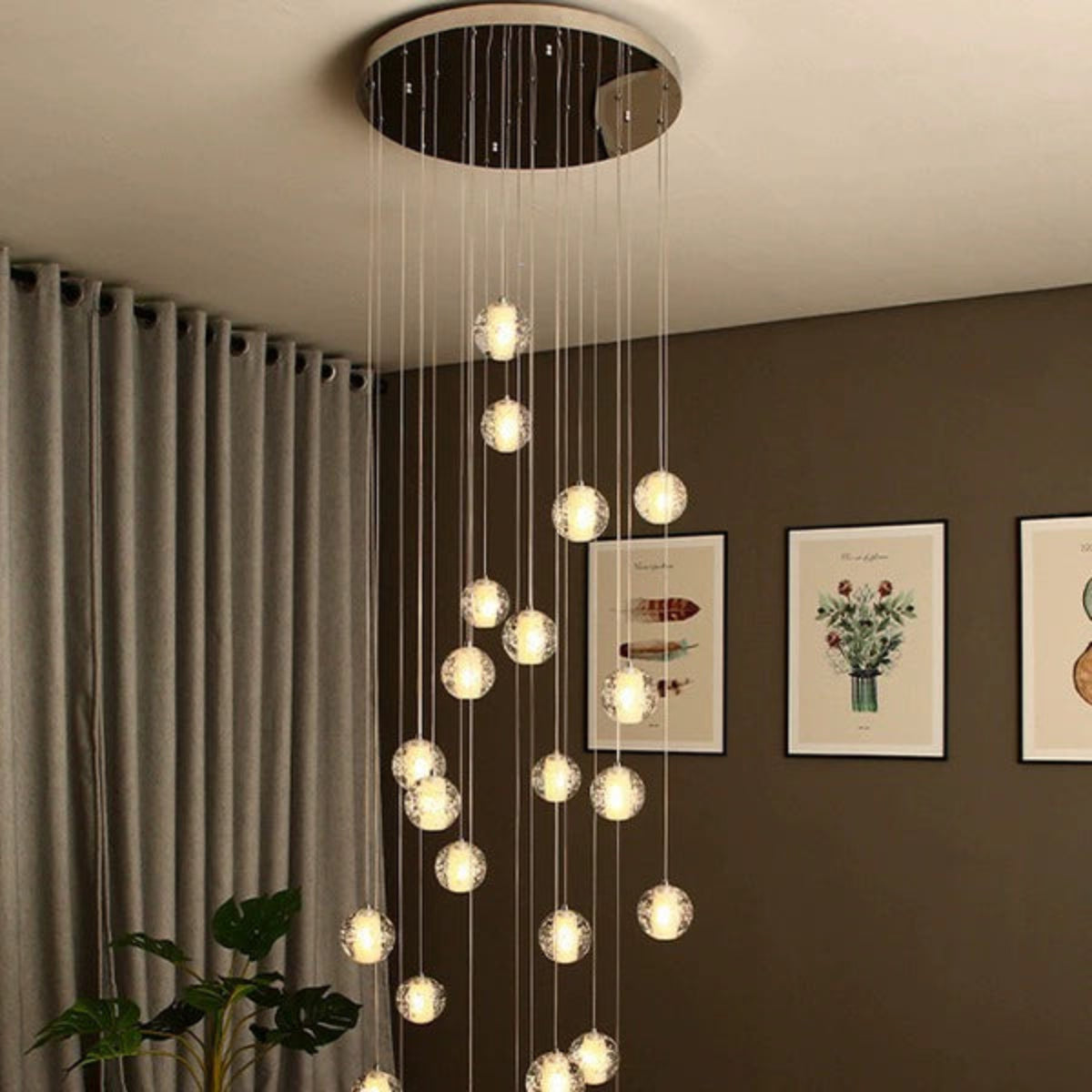 Modern Pendelleuchte Acryl Silber Schlafzimmer