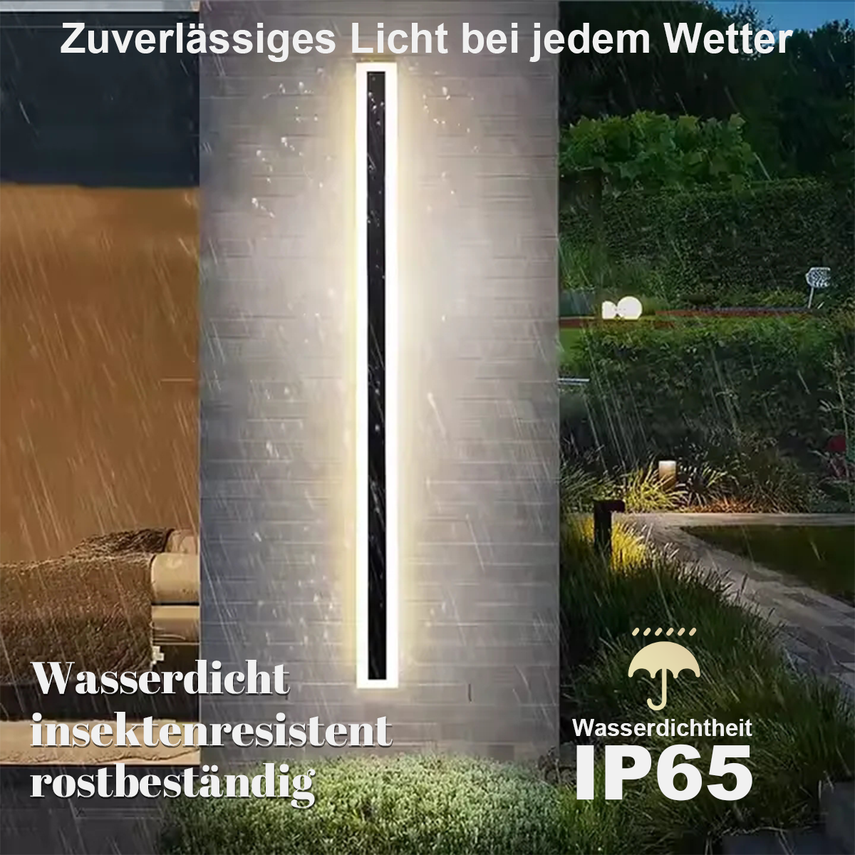 Minimalistisch Außenwandleuchte LED Sensor Linear Schwarz Metall Garten