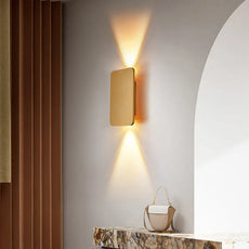 Minimalistische Wandlampe LED Quadrat Gold/Schwarz Metall Schlafzimmer/Treppenhaus