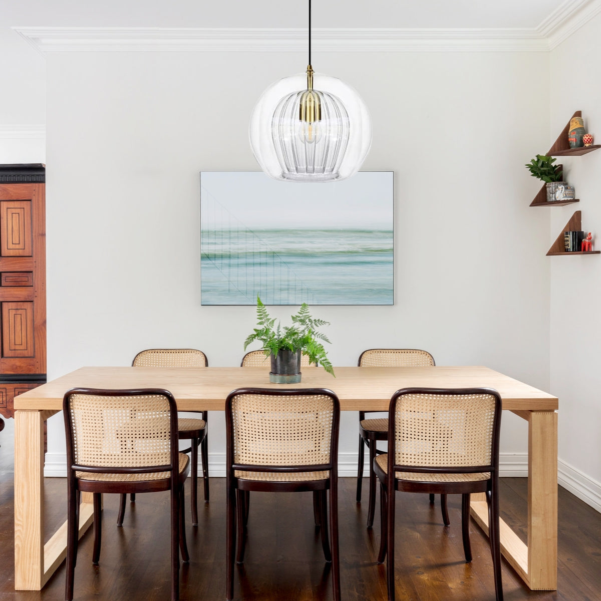 Moderne Pendelleuchte LED Glas Klar/Bernstein Esstisch/Wohnzimmer