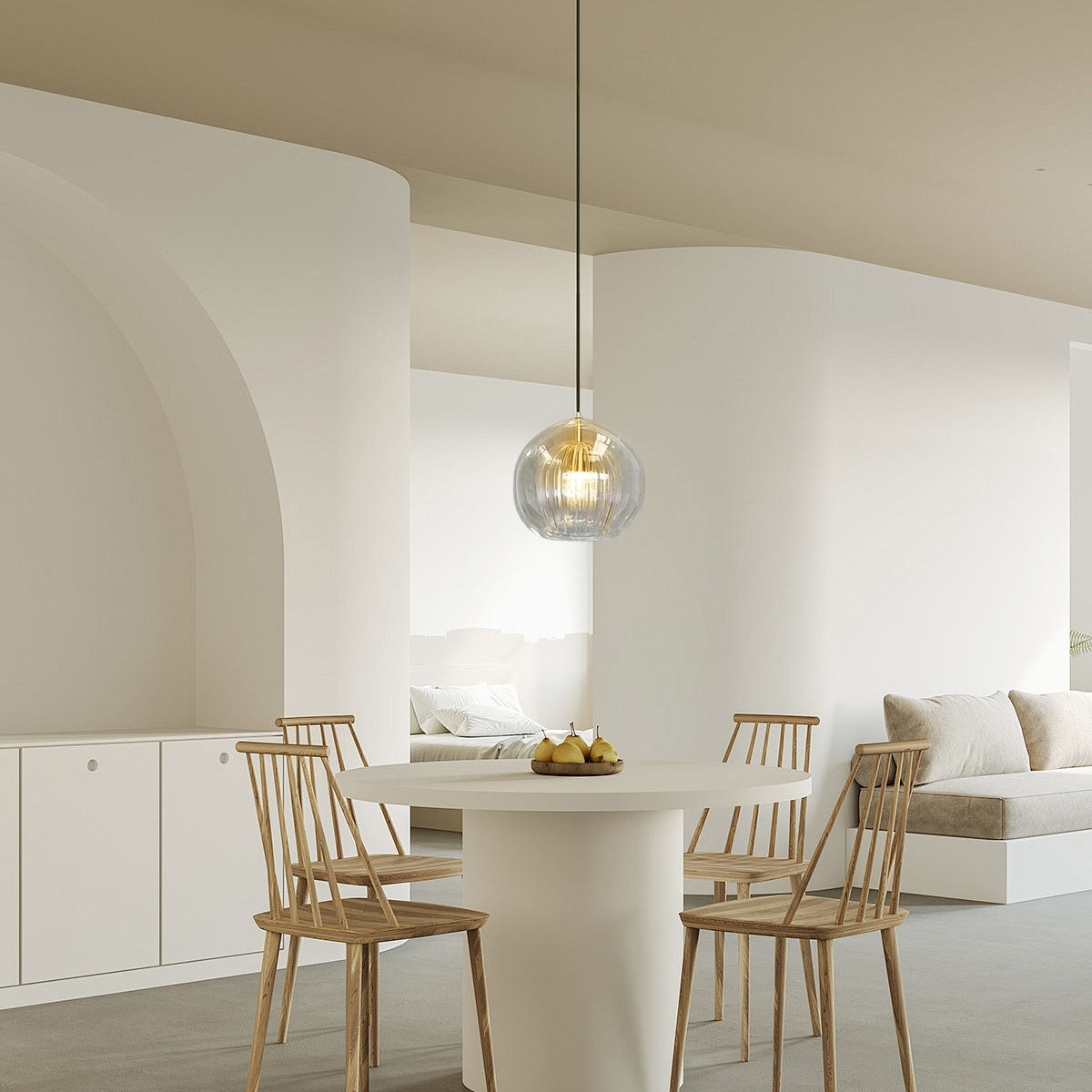 Moderne Pendelleuchte LED Glas Klar/Bernstein Esstisch/Wohnzimmer