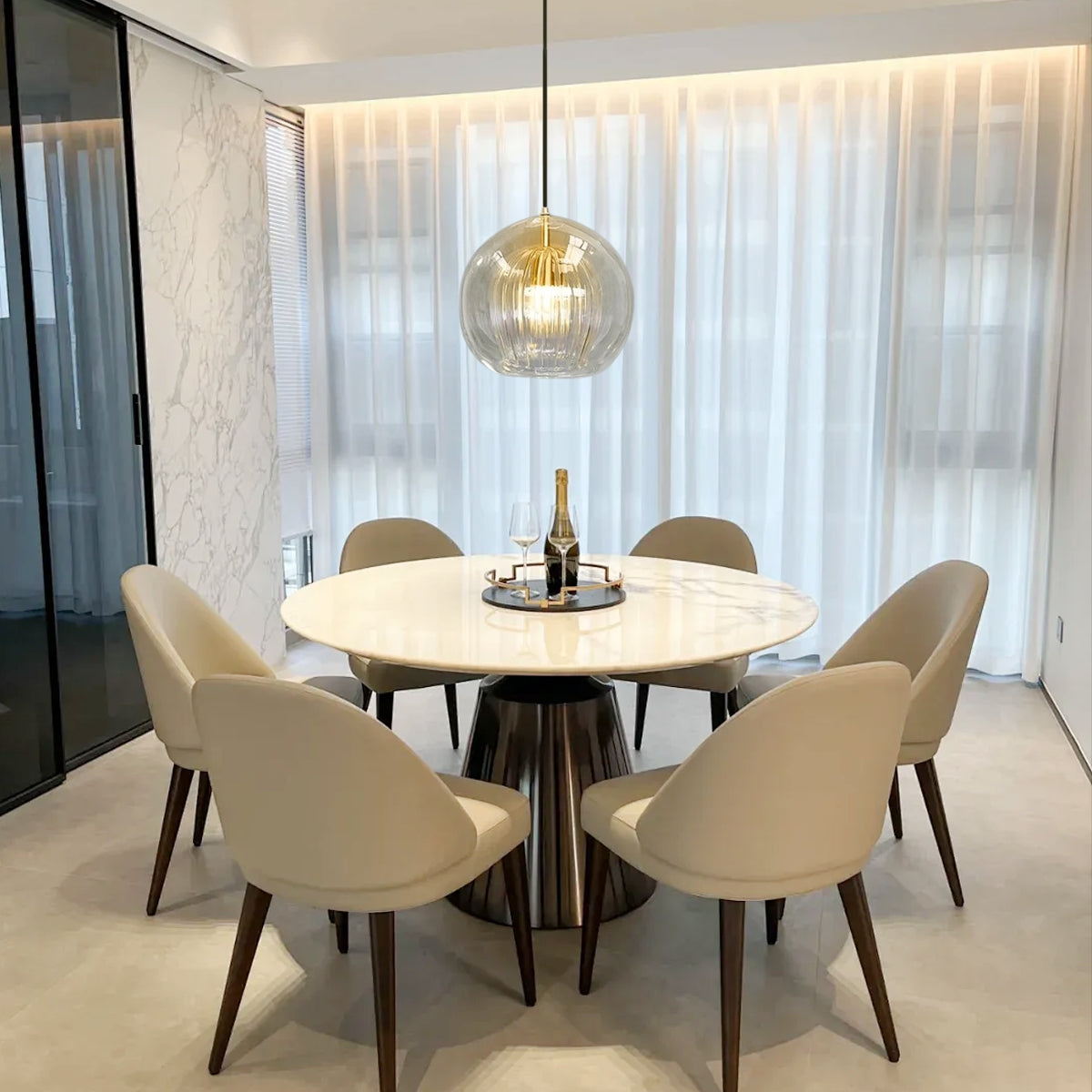 Moderne Pendelleuchte LED Glas Klar/Bernstein Esstisch/Wohnzimmer