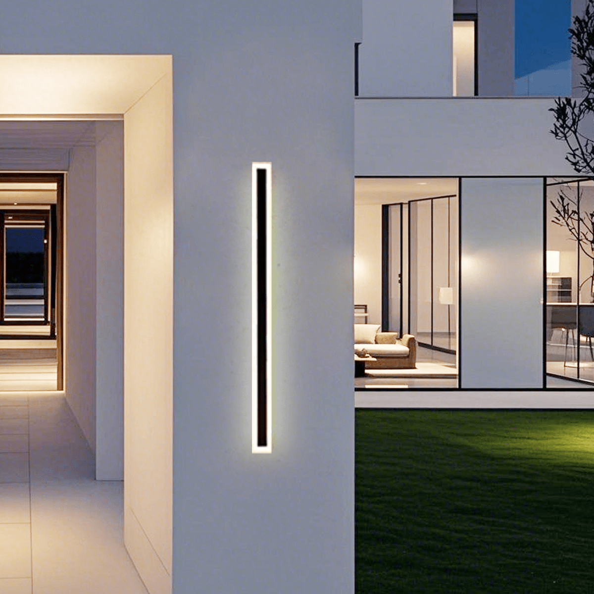 Moderne Außenwandleuchte LED Linear Schwarz Metall Garten/Balkon