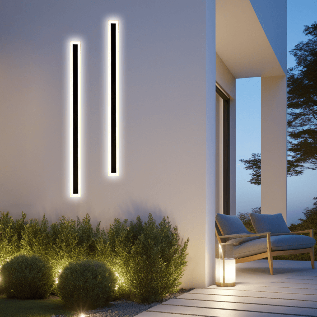 Moderne Außenwandleuchte LED Linear Schwarz Metall Garten/Balkon