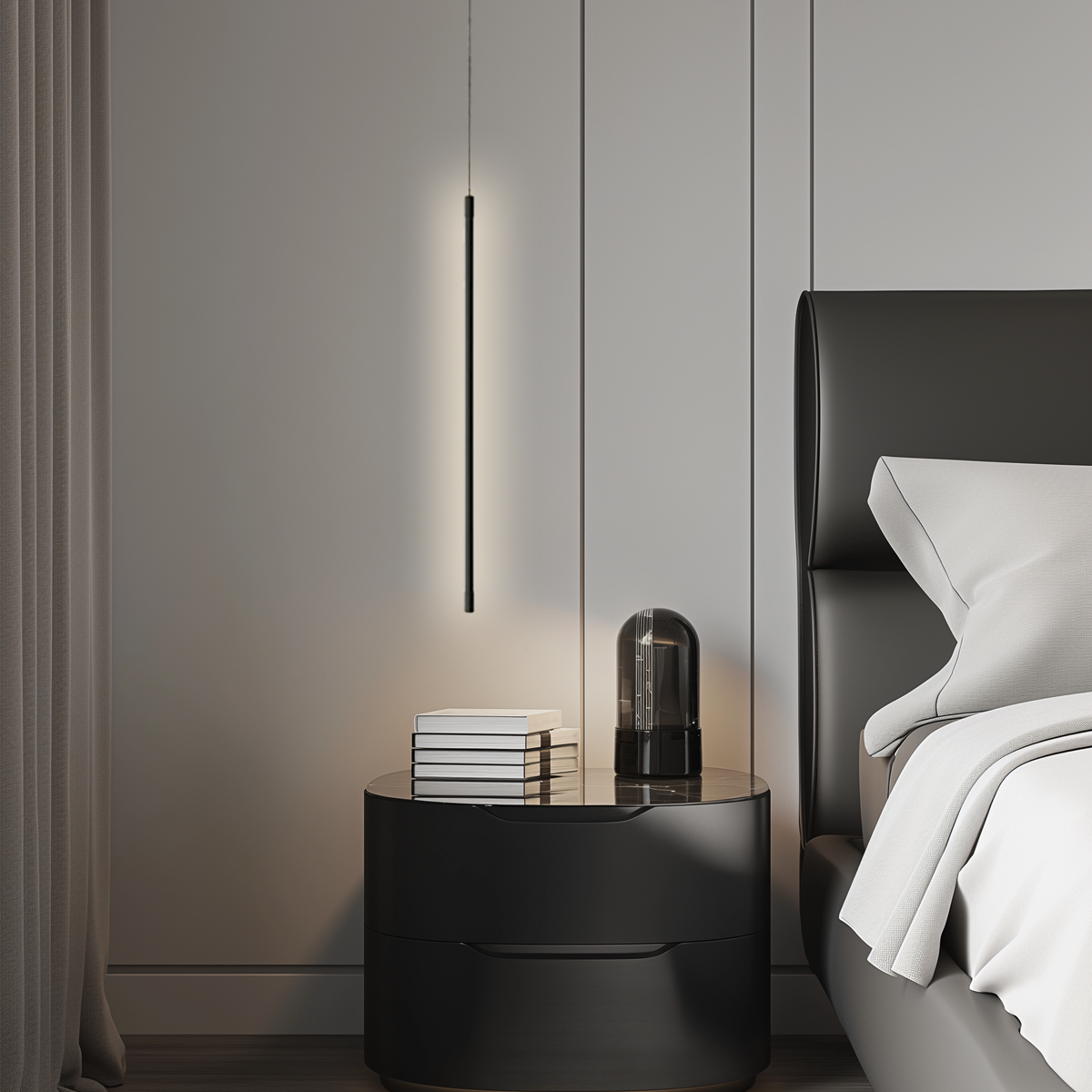 Moderne Pendelleuchte LED Schwarz Metall -helle Belechtung fuer dunkle Nacht