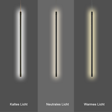 Moderne LED-Pendelleuchte in Schwarzmetall - Vergleich der 3 Lichtfarben