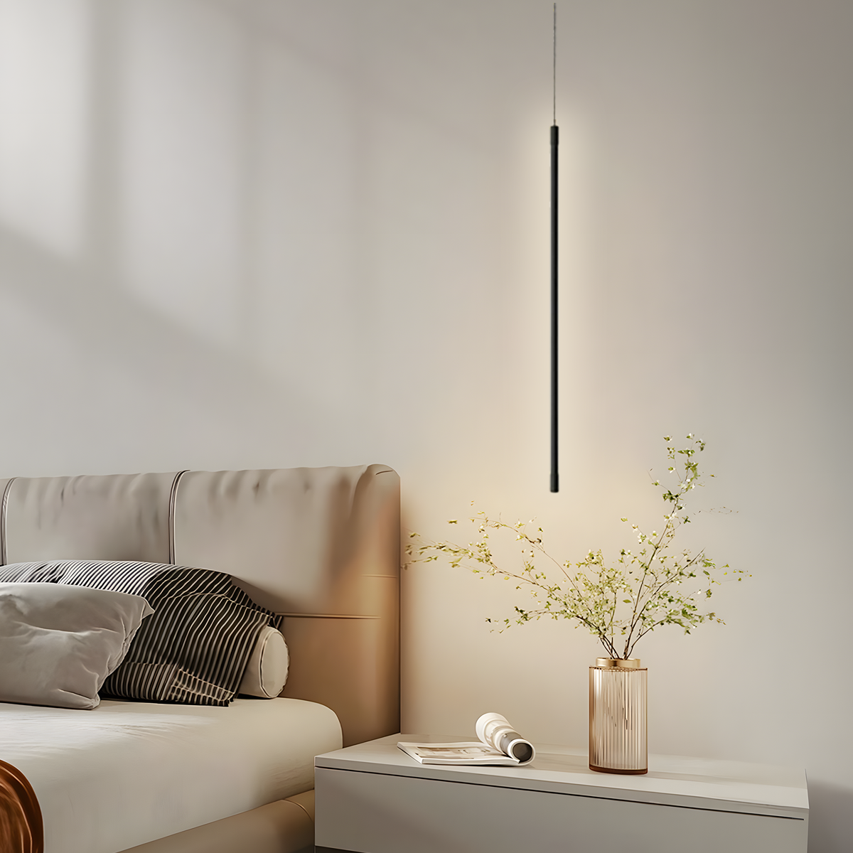 Moderne Pendelleuchte LED Schwarz Metall -Naturweiß fuer angenehme Beleuchtung