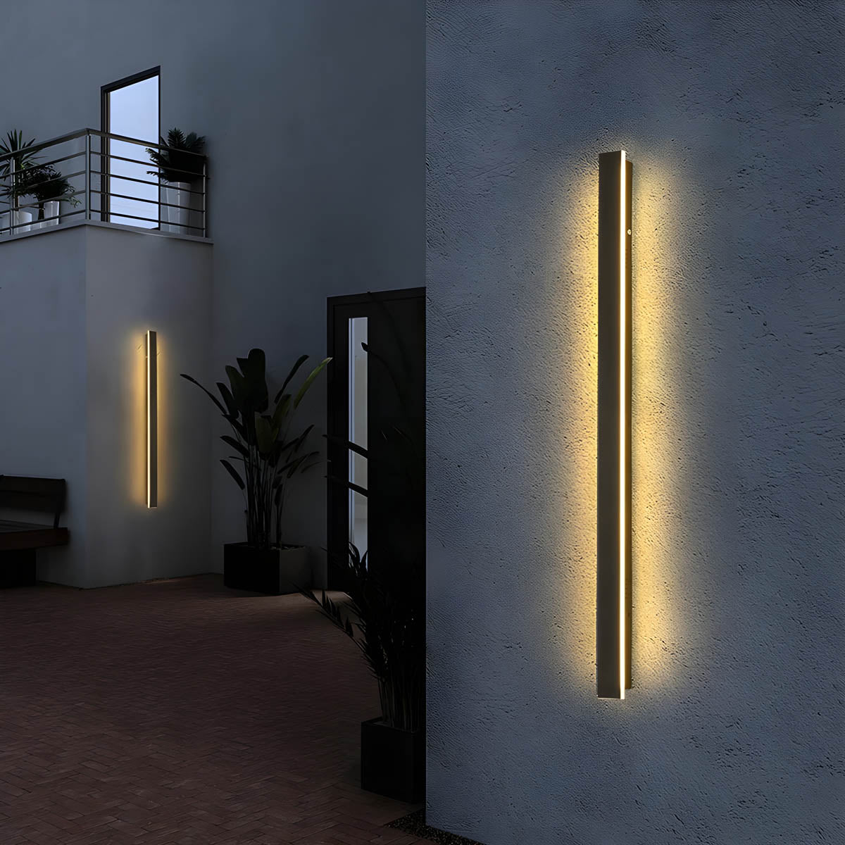 Minimalistisch Außenwandleuchte LED Dimmbar Metall Linear Schwarz Garten