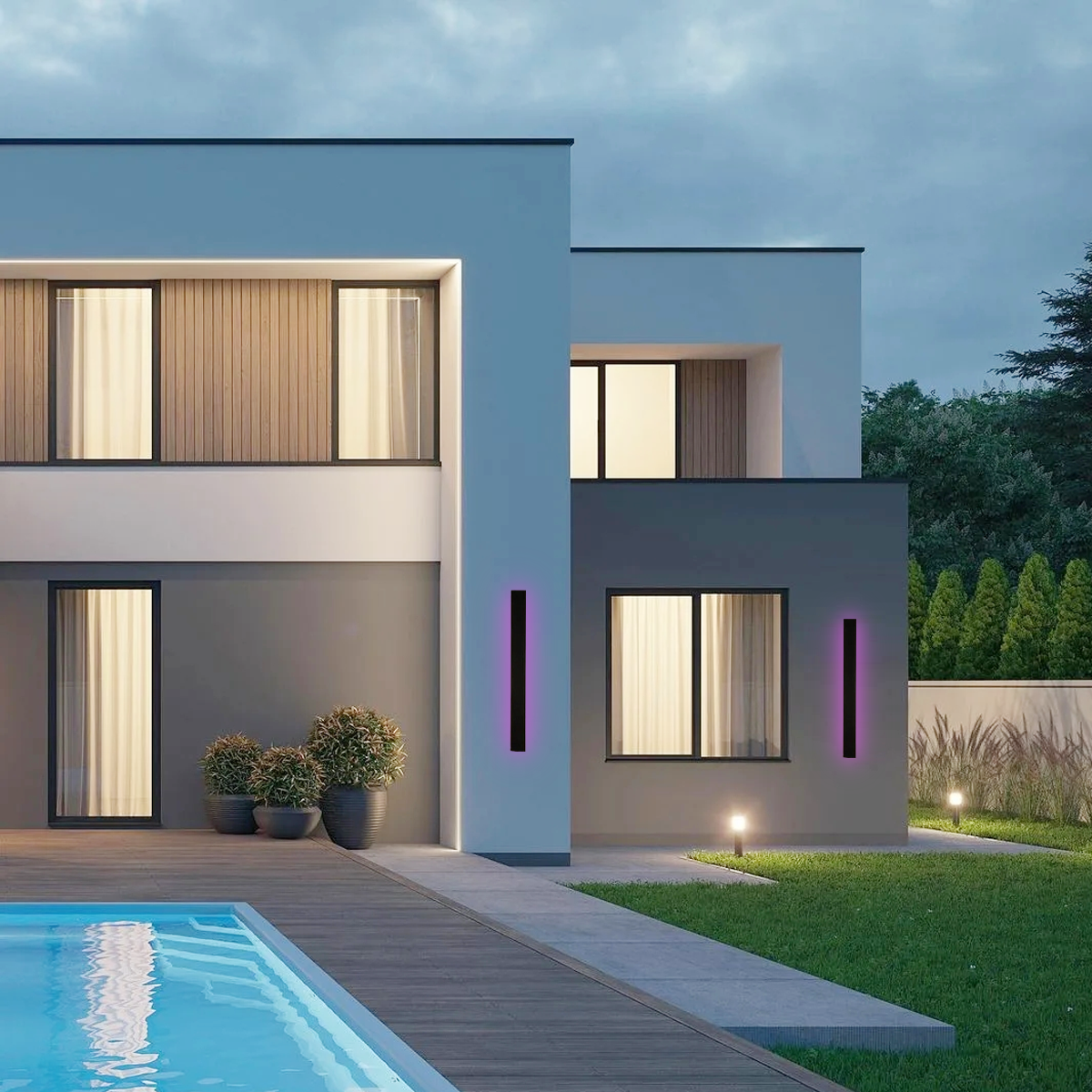 Modern Außenwandleuchte LED Linear Schwarz Garten