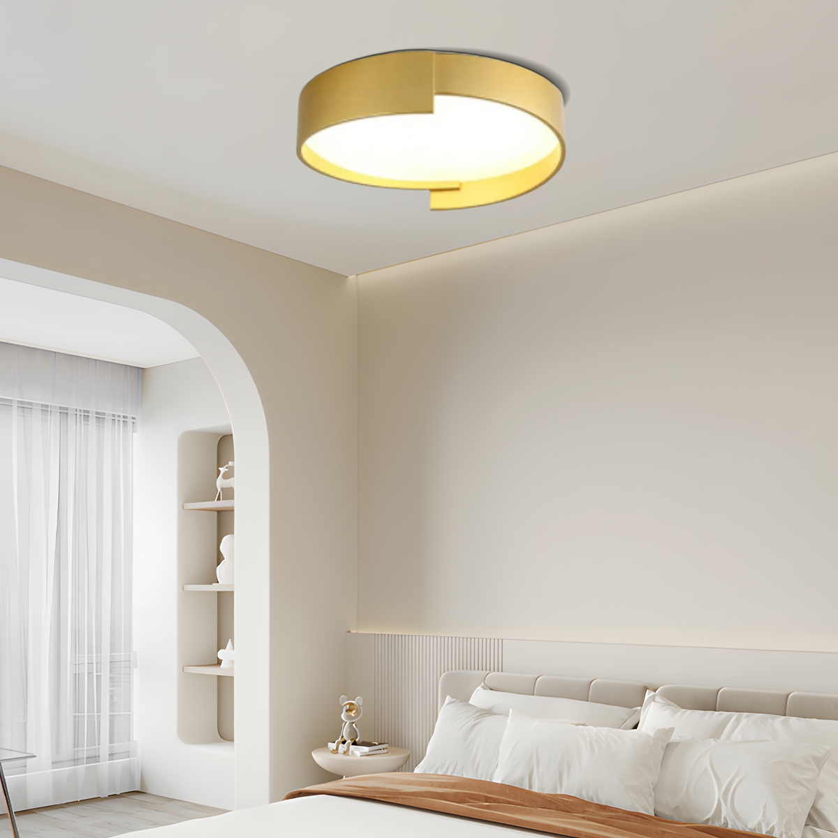Moderne Deckenleuchte Weiß/Grau Metall Acryl Runde Schlafzimmer