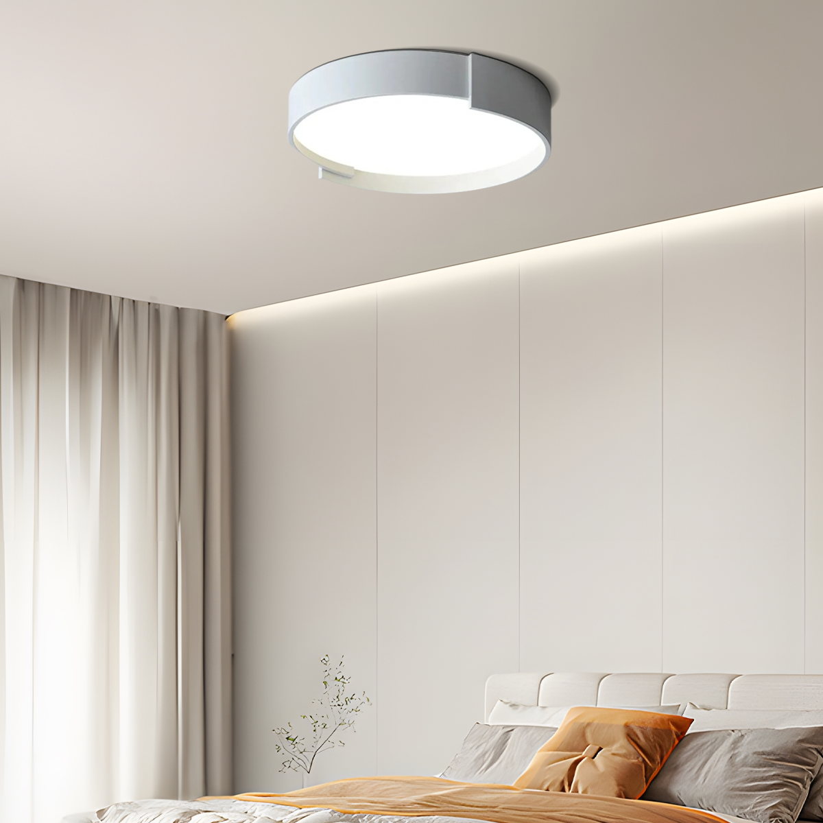 Moderne Deckenleuchte Weiß/Grau Metall Acryl Runde Schlafzimmer