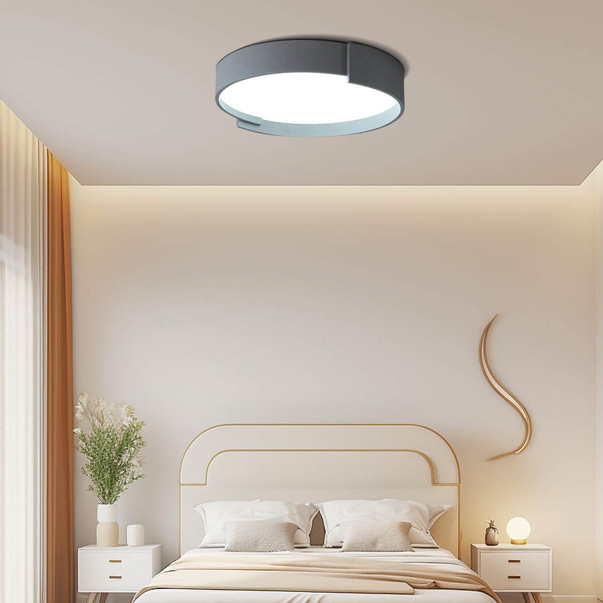 Moderne Deckenleuchte Weiß/Grau Metall Acryl Runde Schlafzimmer
