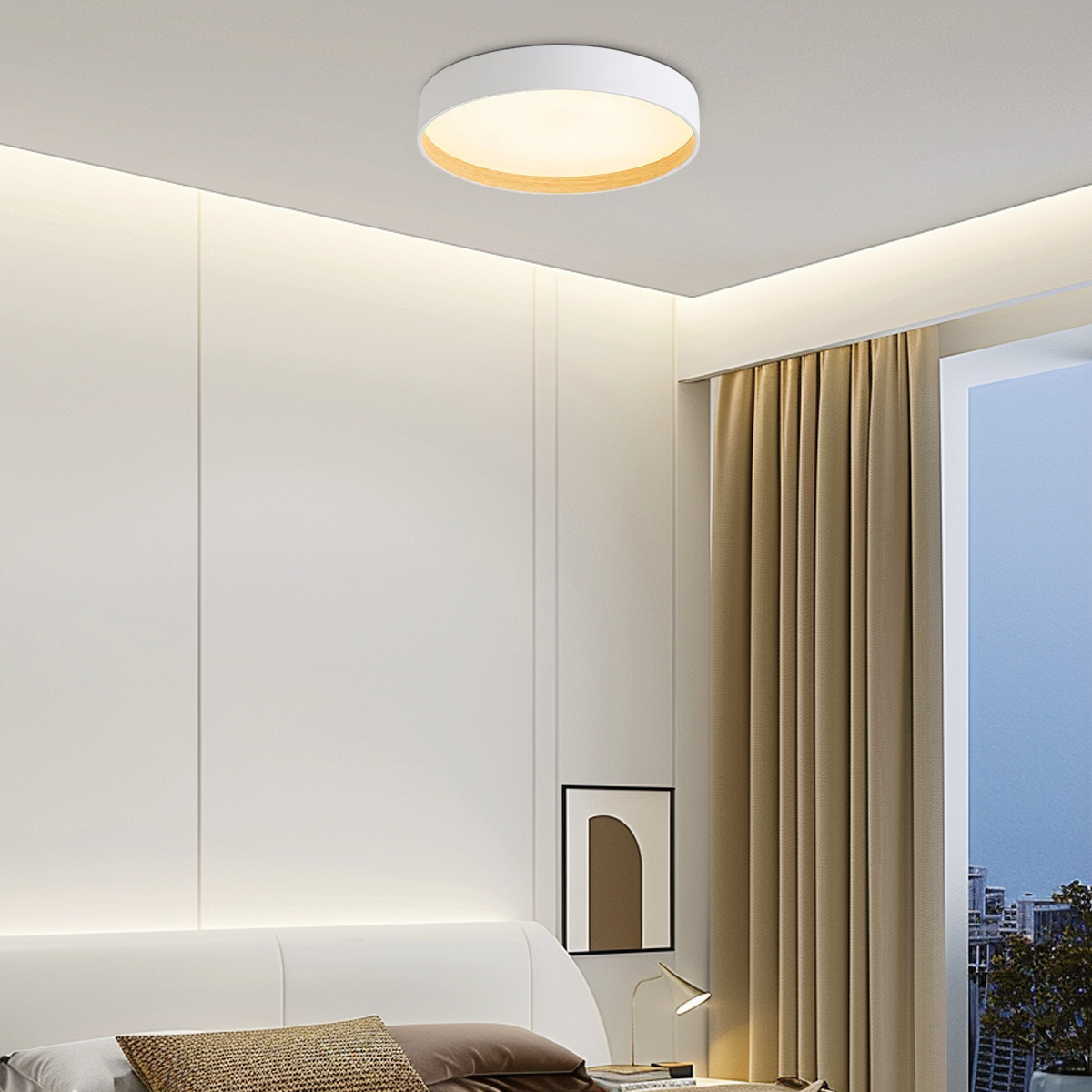 Moderne Deckenleuchte Weiß/Grau Metall Acryl Runde Schlafzimmer