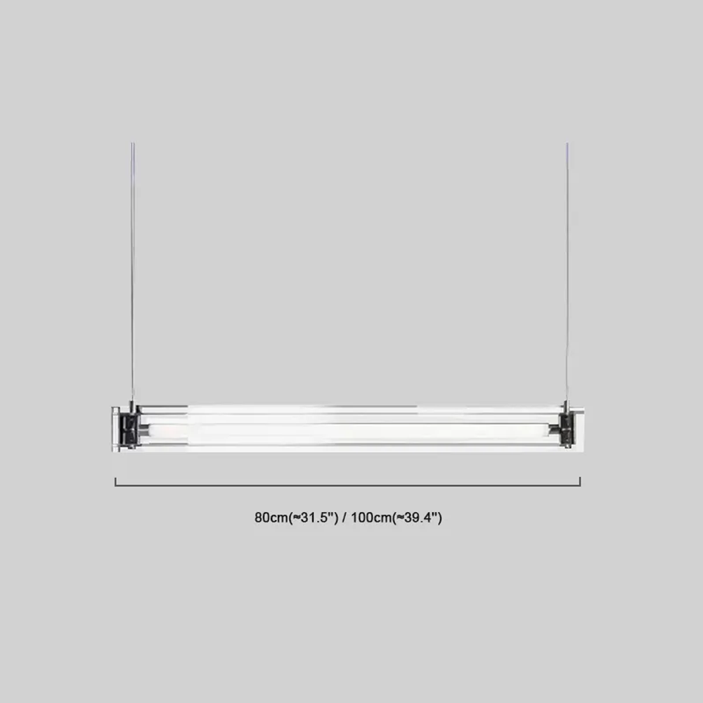 Minimalistische Pendelleuchte Klar Metall Glas Linear Wohnzimmer