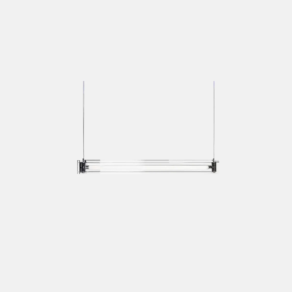 Minimalistische Pendelleuchte Klar Metall Glas Linear Wohnzimmer