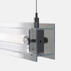 Minimalistische Pendelleuchte Klar Metall Glas Linear Wohnzimmer