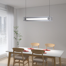 Minimalistische Pendelleuchte Klar Metall Glas Linear Wohnzimmer