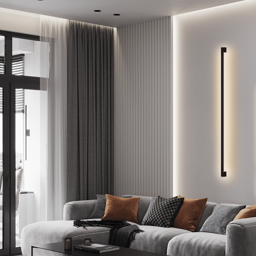 Moderne Wandlampe LED Linear Schwarz Metall Wohn/Schlafzimmer