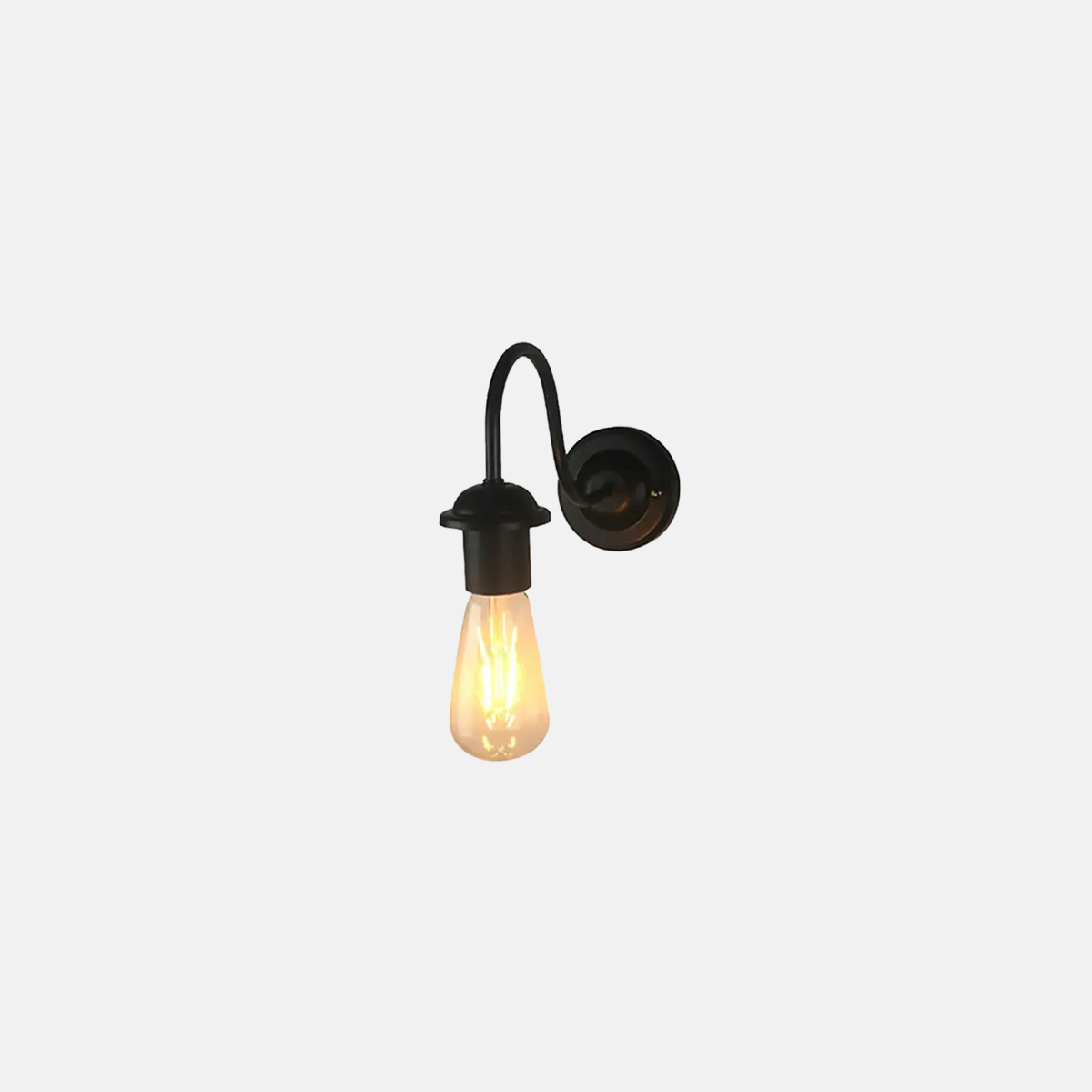Vintage Wandlampe LED Gebogen Schwarz Metall Schlaf/Wohnzimmer