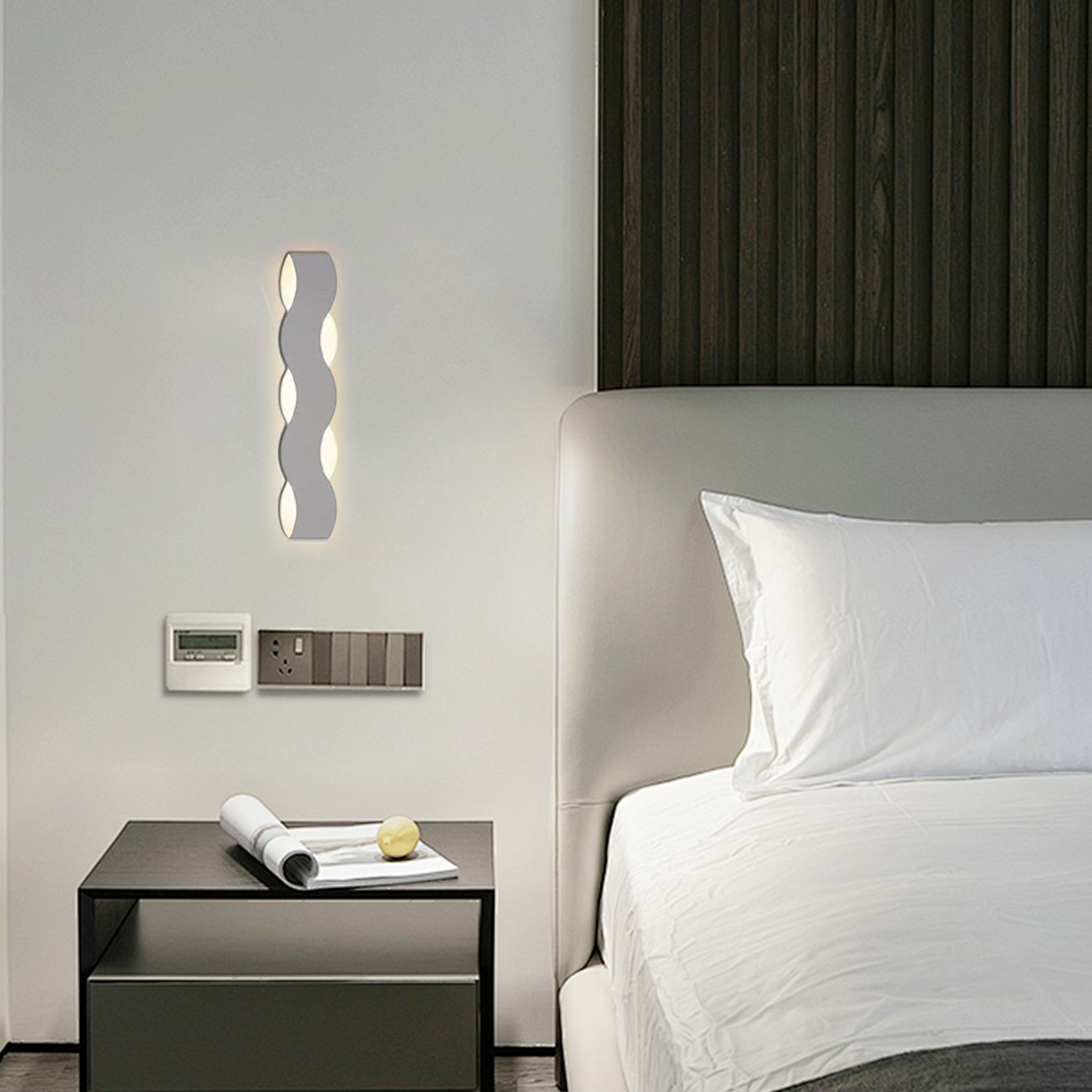 Modern Wandlampe LED Wave Weiß Metall Schlafzimmer
