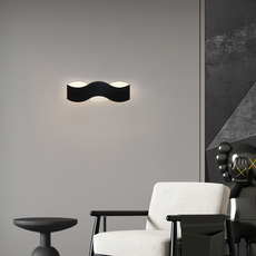 Modern Wandlampe LED Wave Schwarz Metall Schlafzimmer