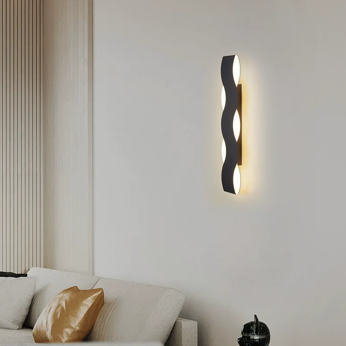 Modern Wandlampe LED Wave Schwarz Metall Schlafzimmer