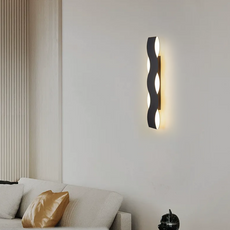 Modern Wandlampe LED Wave Schwarz Metall Schlafzimmer
