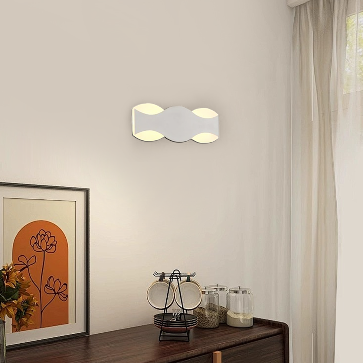 Modern Wandlampe LED Wave Weiß Metall Schlafzimmer