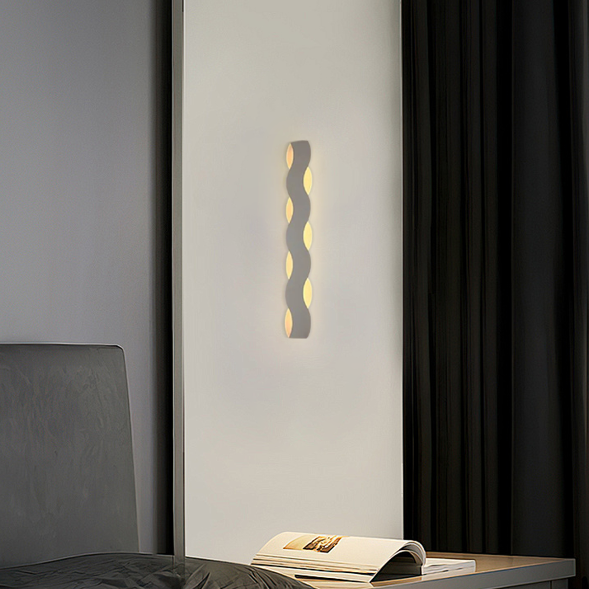 Modern Wandlampe LED Wave Weiß Metall Schlafzimmer