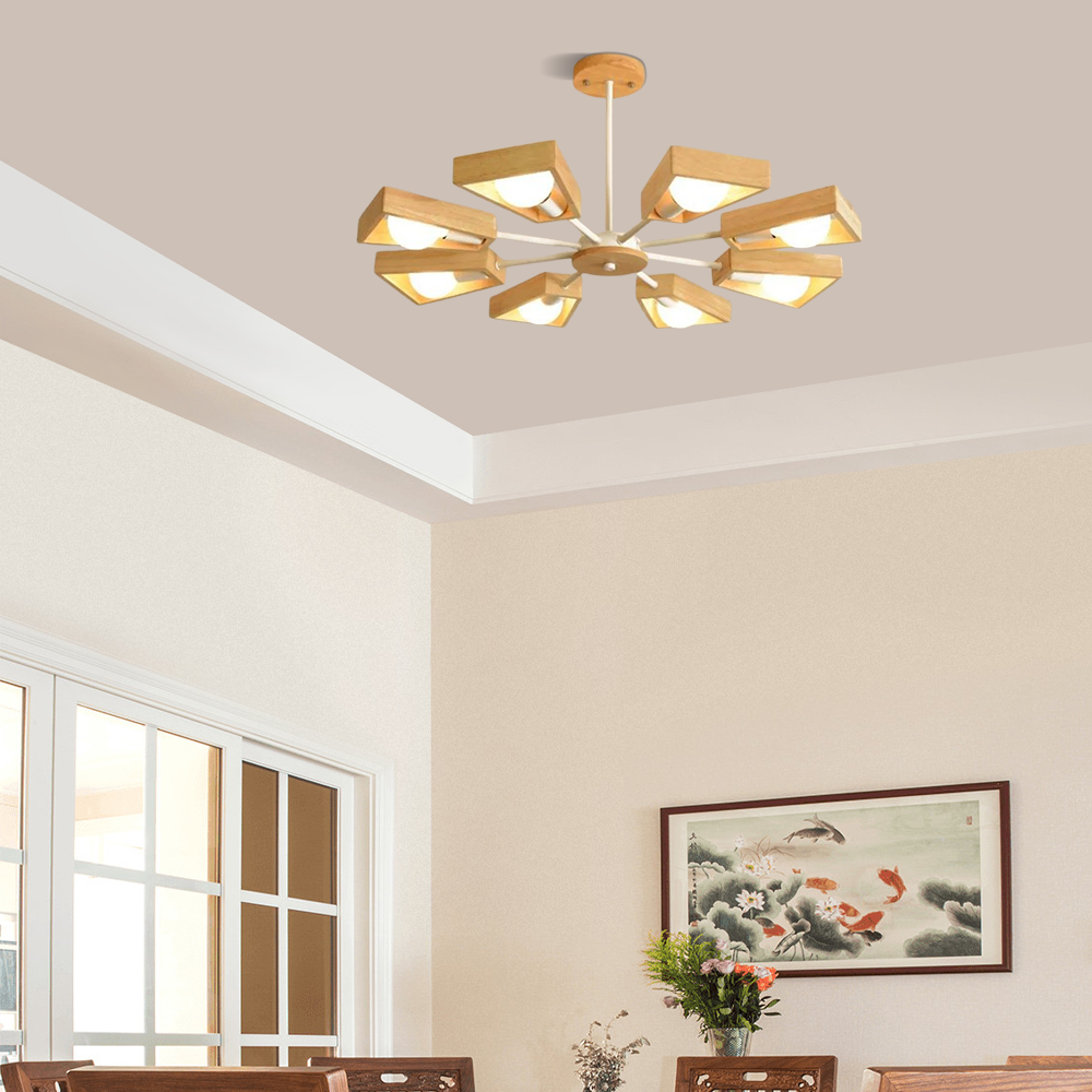 Moderne Kronleuchter LED Geometrisch Metall Holz Wohnzimmer