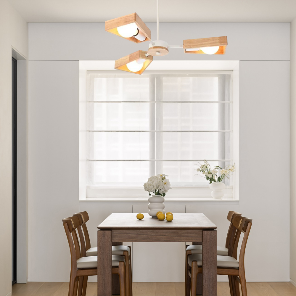 Moderne Kronleuchter LED Geometrisch Metall Holz Wohnzimmer