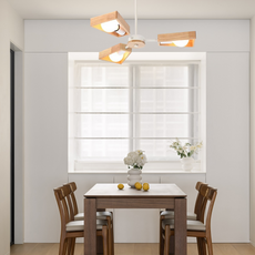 Moderne Kronleuchter LED Geometrisch Metall Holz Wohnzimmer