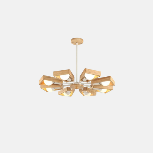 Moderne Kronleuchter LED Geometrisch Metall Holz Wohnzimmer