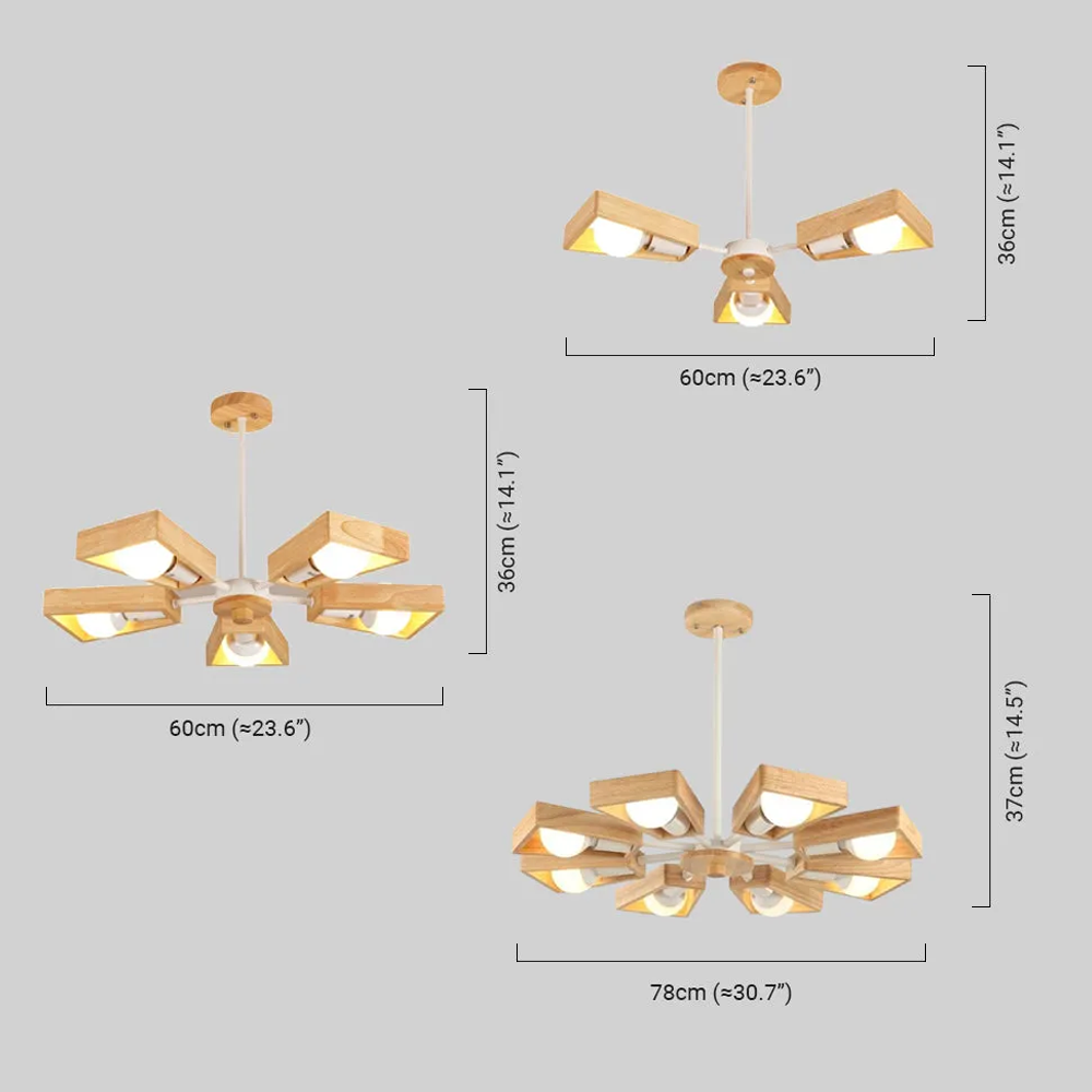 Moderne Kronleuchter LED Geometrisch Metall Holz Wohnzimmer